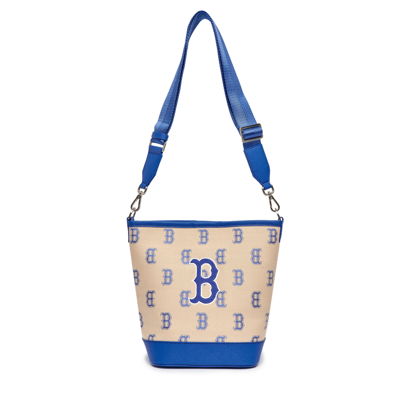 MLB Monogram Jacquard Boston Red Sox Hobo Bag Hand Bag Boston Shoulder Bag  Begie