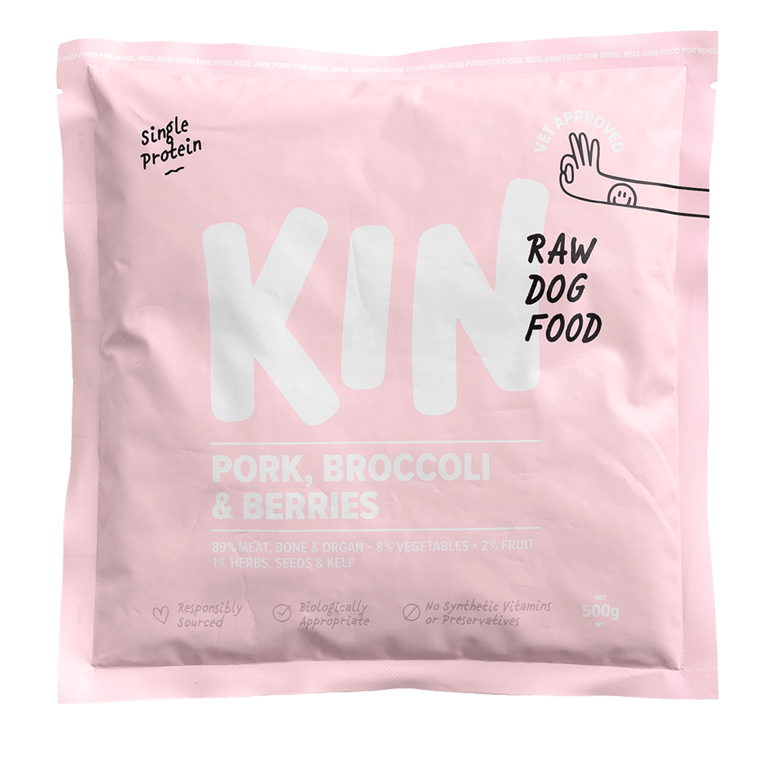 Pork, Broccoli & Berries | KIN Dog Food Jakarta